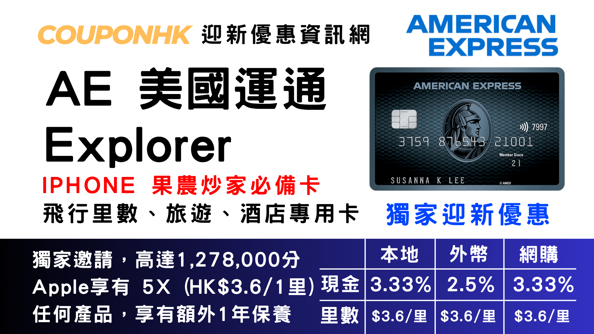 AE Explorer 迎新優惠2025】最新玩法，迎新再送高達72,000里，大額里數迎新全面回歸- 美國運通Explorer信用卡CouponHK  - 證券戶口|迎新優惠|虛擬銀行|信用卡優惠